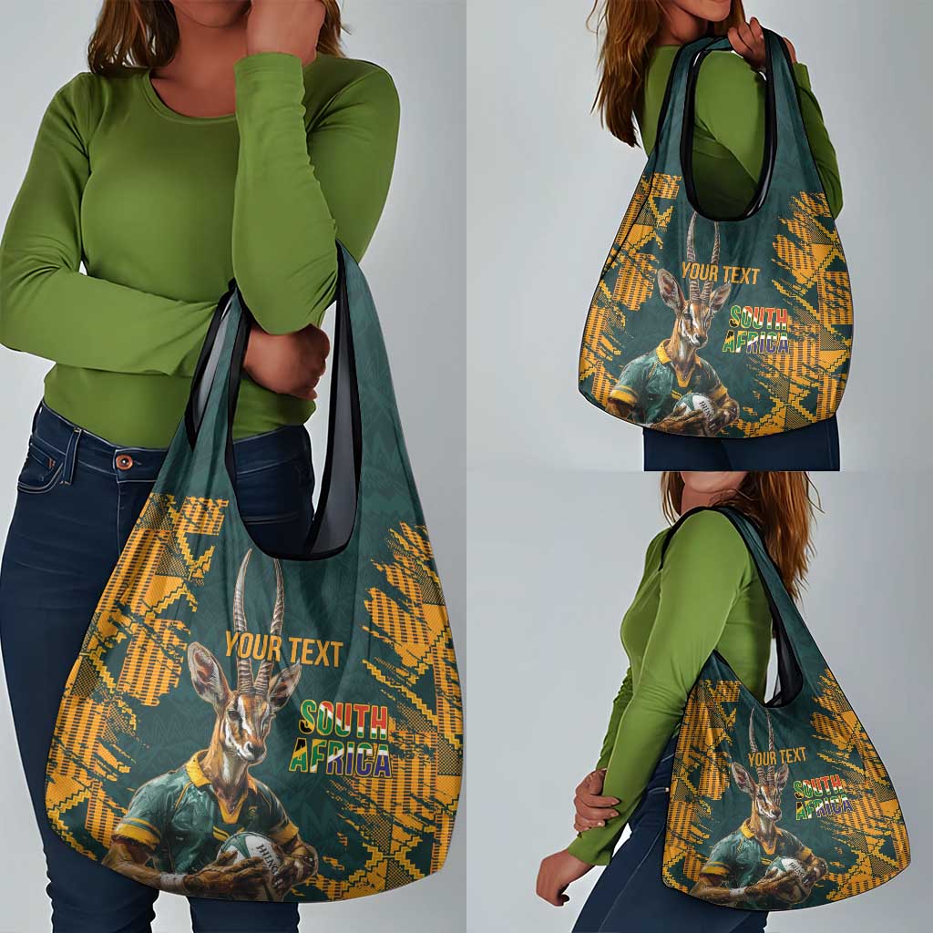 South Africa Rugby Custom Grocery Bag Afro Springboks Mascot Sporty Version