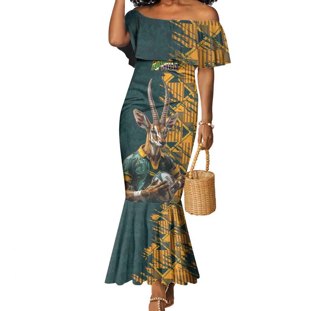 Custom Mali Football Mermaid Dress Les Aigles-Green, Gold & Red LT03