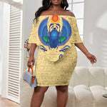 Ancient Egypt Scarab Beetle Off Shoulder Short Dress