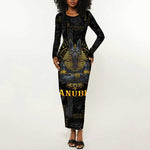 Anubis Egyptian God of Death Long Sleeve Bodycon Dress LT9