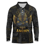 Anubis Egyptian God of Death Long Sleeve Polo Shirt