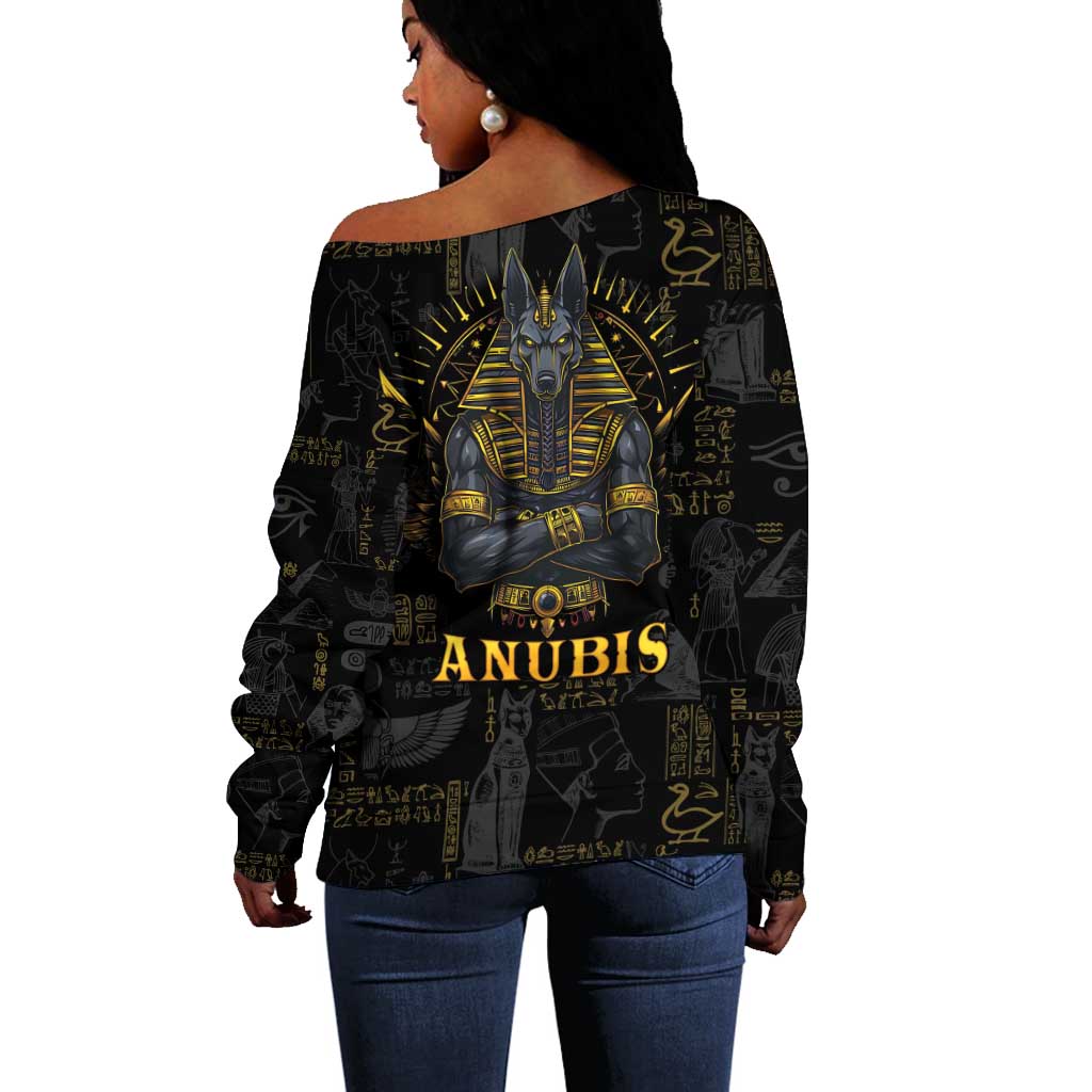 Anubis Egyptian God of Death Off Shoulder Sweater