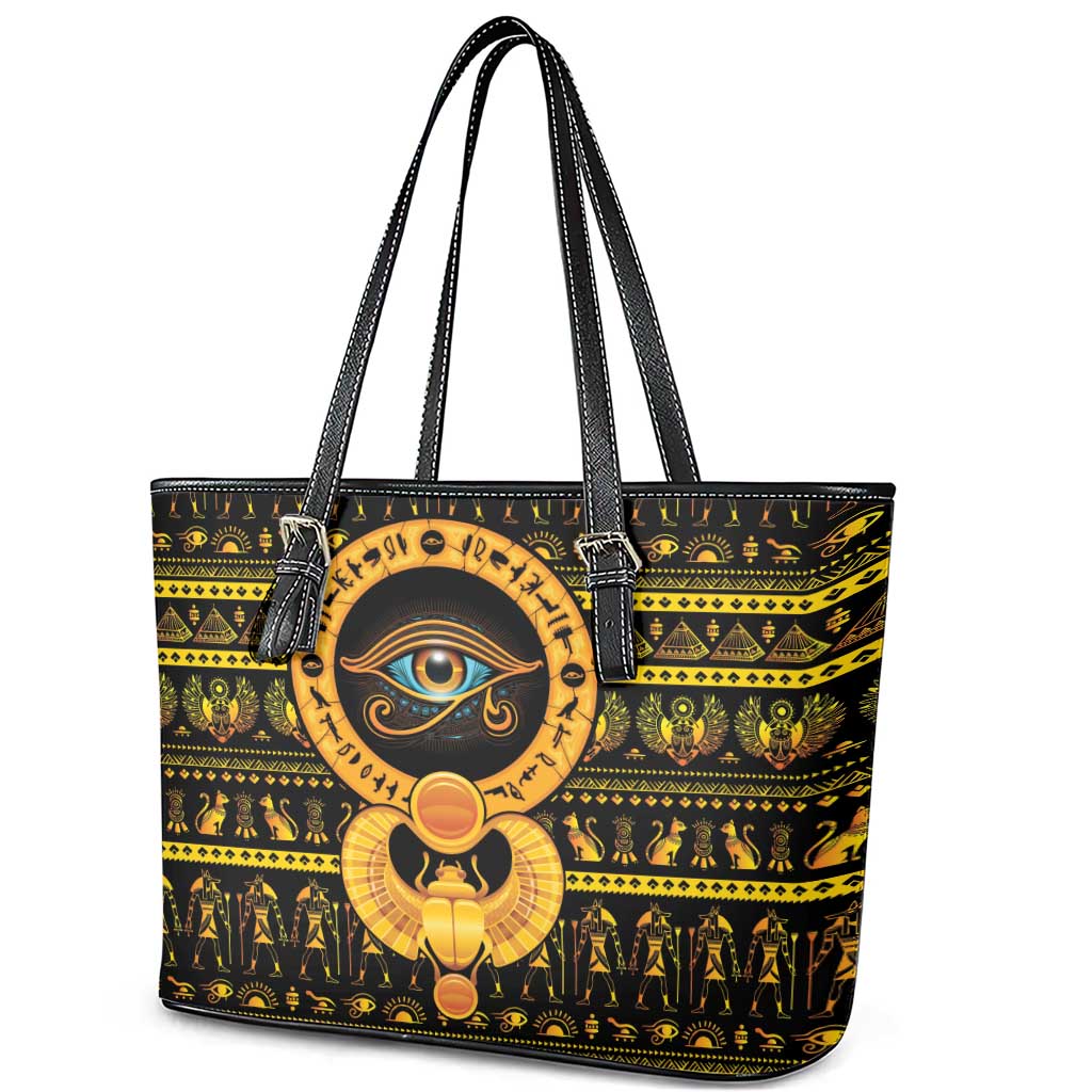 Egyptian God of The Sun Eye of Ra Leather Tote Bag