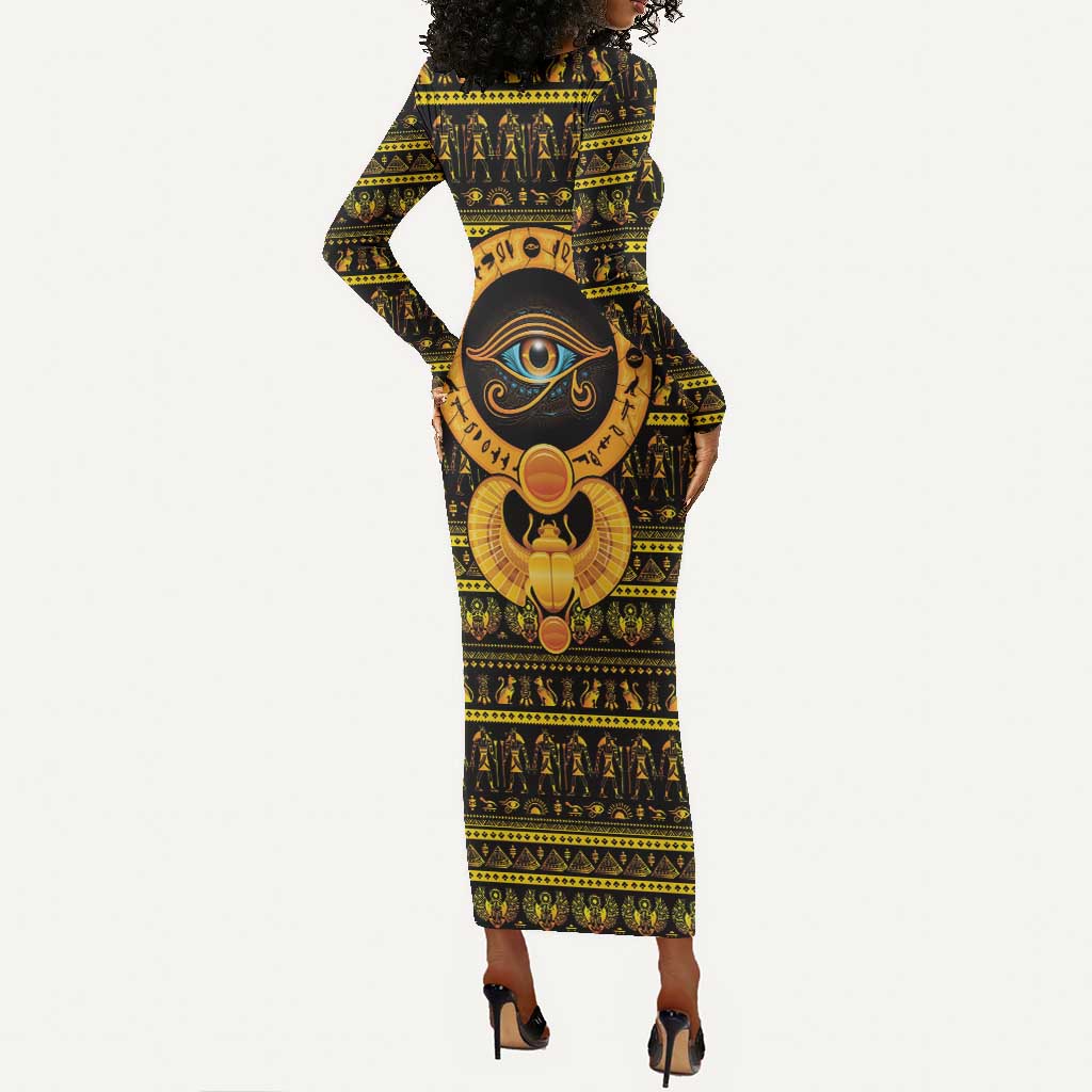 Egyptian God of The Sun Eye of Ra Long Sleeve Bodycon Dress LT9