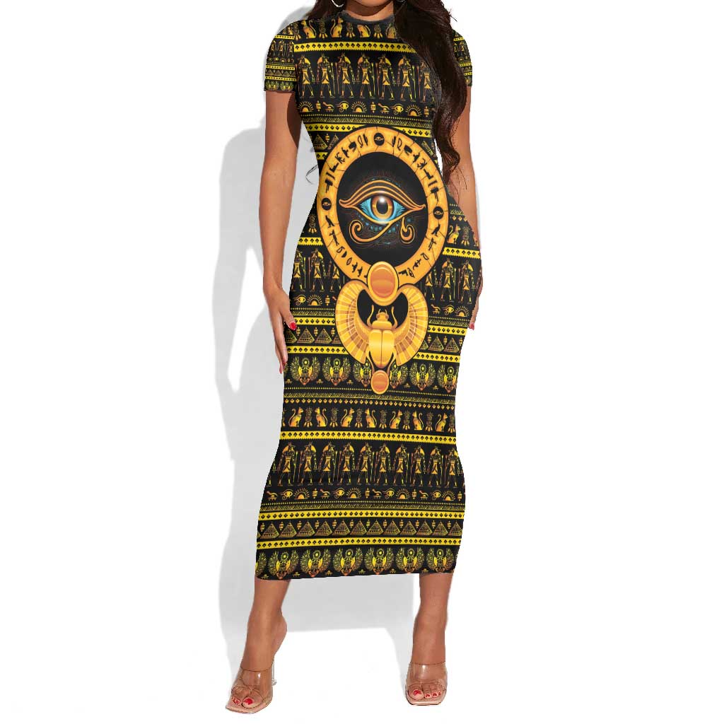 Egyptian God of The Sun Eye of Ra Short Sleeve Bodycon Dress LT9