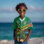 African-American Jamica Personalized Kid Hawaiian Shirt Hummingbird and Crocodiles Tropical