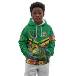 African-American Jamica Personalized Kid Hoodie Hummingbird and Crocodiles Tropical