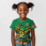 African-American Jamica Personalized Kid T shirt Hummingbird and Crocodiles Tropical