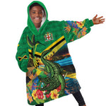 African-American Jamica Personalized Kid Wearable Blanket Hoodie Hummingbird and Crocodiles Tropical