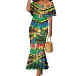 African-American Jamica Personalized Mermaid Dress Hummingbird and Crocodiles Tropical