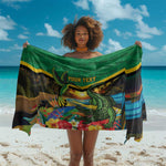 African-American Jamica Personalized Sarong Hummingbird and Crocodiles Tropical
