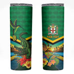 African-American Jamica Personalized Skinny Tumbler Hummingbird and Crocodiles Tropical