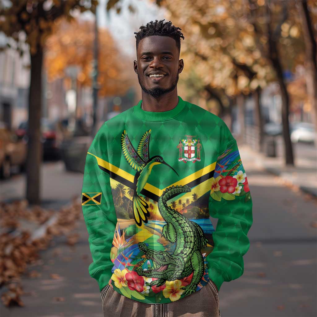 African-American Jamica Personalized Sweatshirt Hummingbird and Crocodiles Tropical