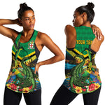 African-American Jamica Personalized Women Racerback Tank Hummingbird and Crocodiles Tropical