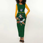 South Africa Rugby Custom Long Sleeve Bodycon Dress Glory Be To Springboks - African Pride