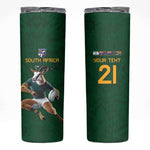 South Africa Rugby Custom Skinny Tumbler Glory Be To Springboks - African Pride