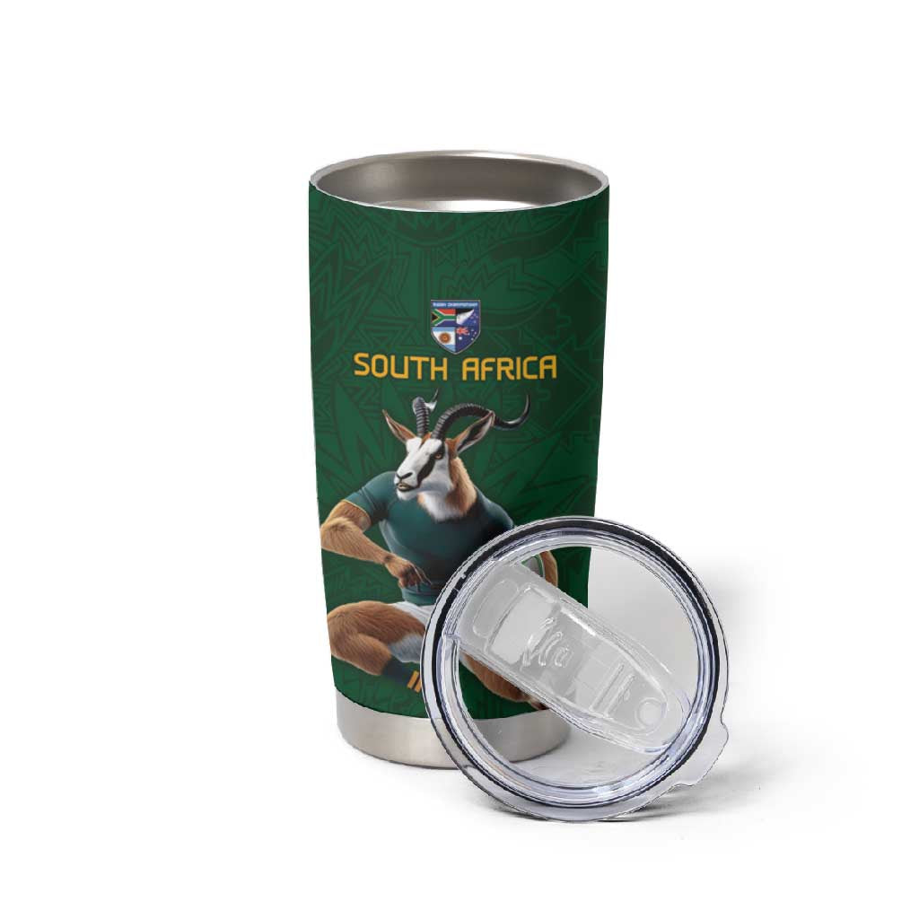 South Africa Rugby Custom Tumbler Cup Glory Be To Springboks - African Pride