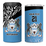 Botswana Cricket Custom 4 in 1 Can Cooler Tumbler Baggy Blues African Zebra Skins Pattern - African Pride