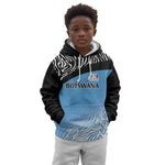 Botswana Cricket Custom Kid Hoodie Baggy Blues African Zebra Skins Pattern - African Pride