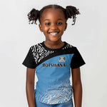 Botswana Cricket Custom Kid T shirt Baggy Blues African Zebra Skins Pattern - African Pride