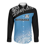 Botswana Cricket Custom Long Sleeve Button Shirt Baggy Blues African Zebra Skins Pattern - African Pride