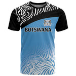 Botswana Cricket Custom T shirt Baggy Blues African Zebra Skins Pattern - African Pride