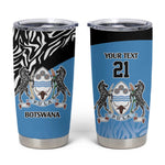 Botswana Cricket Custom Tumbler Cup Baggy Blues African Zebra Skins Pattern - African Pride