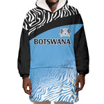 Botswana Cricket Custom Wearable Blanket Hoodie Baggy Blues African Zebra Skins Pattern - African Pride