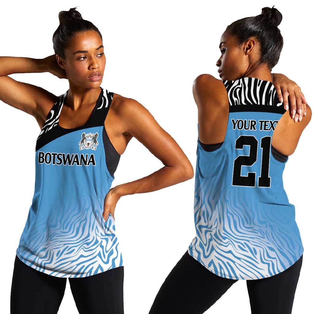 Botswana Cricket Custom Women Racerback Tank Baggy Blues African Zebra Skins Pattern - African Pride