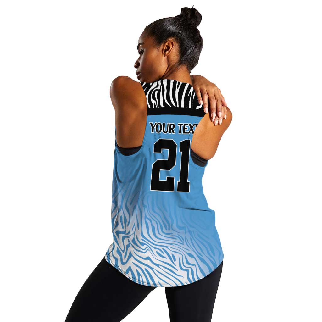 Botswana Cricket Custom Women Racerback Tank Baggy Blues African Zebra Skins Pattern - African Pride