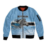 Botswana Independence Day 1966 Sleeve Zip Bomber Jacket Tribal African Zebra Skins Pattern - African Pride