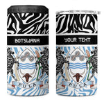 Botswana Personalized 4 in 1 Can Cooler Tumbler African Zebra Skins Pattern - African Pride