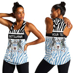 Botswana Personalized Women Racerback Tank African Zebra Skins Pattern - African Pride