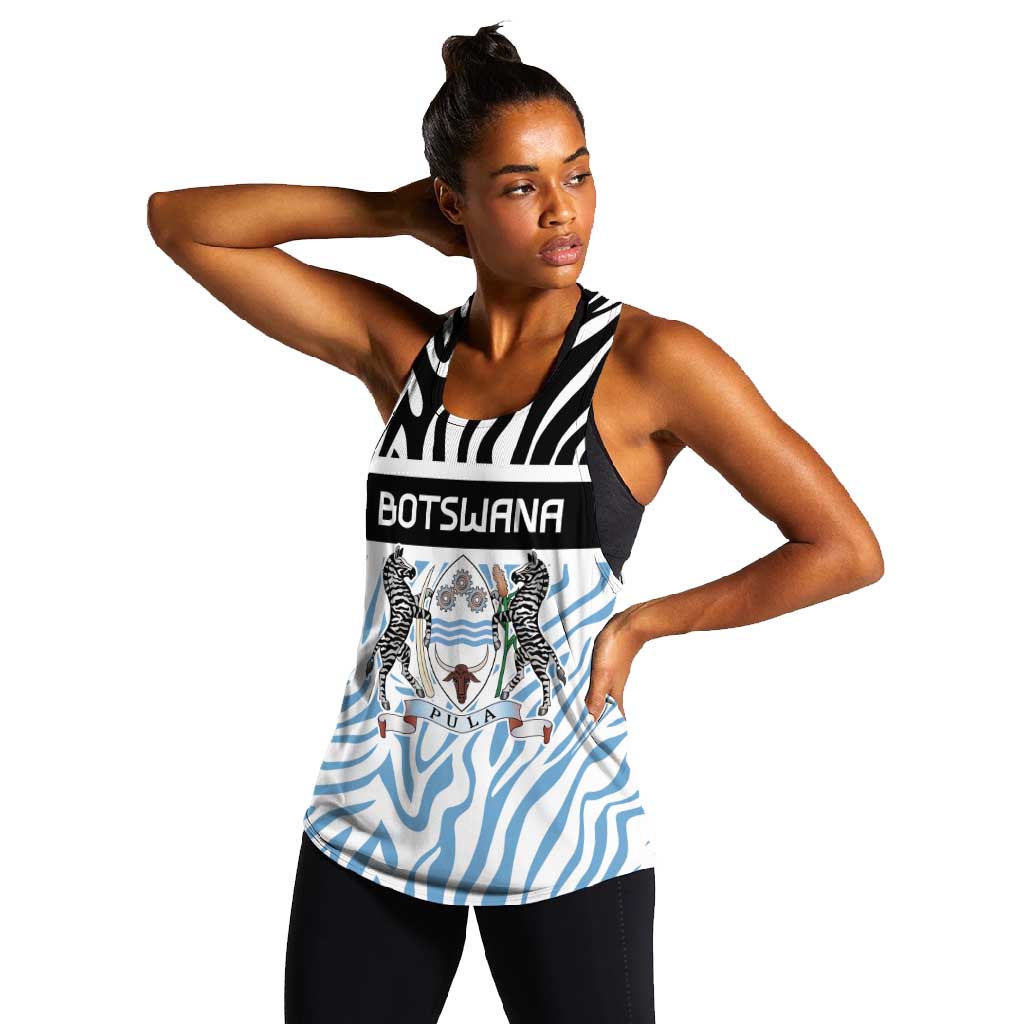 Botswana Personalized Women Racerback Tank African Zebra Skins Pattern - African Pride