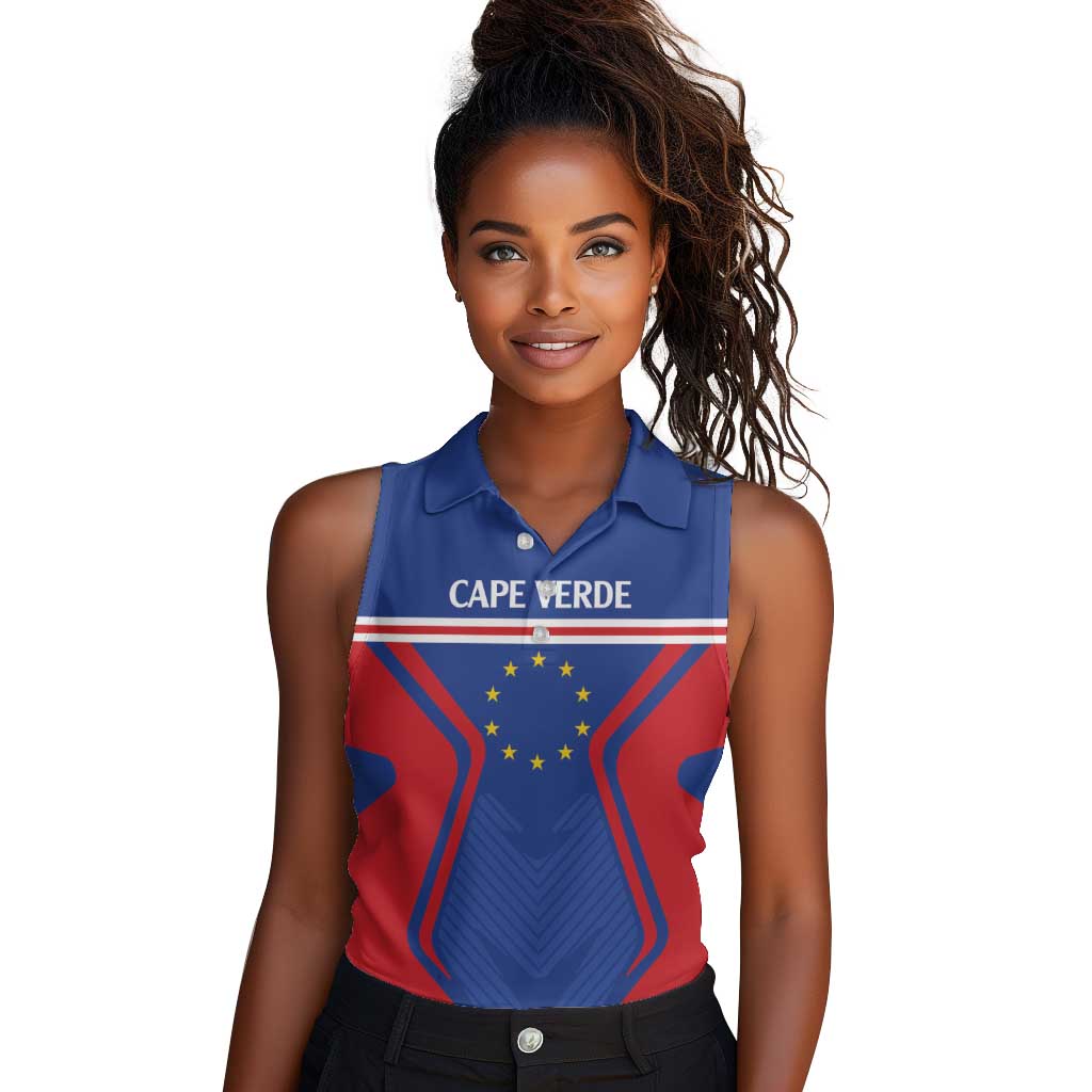 Custom Cape Verde Football Spirit Women Sleeveless Polo Shirt Est 1979 - African Pride