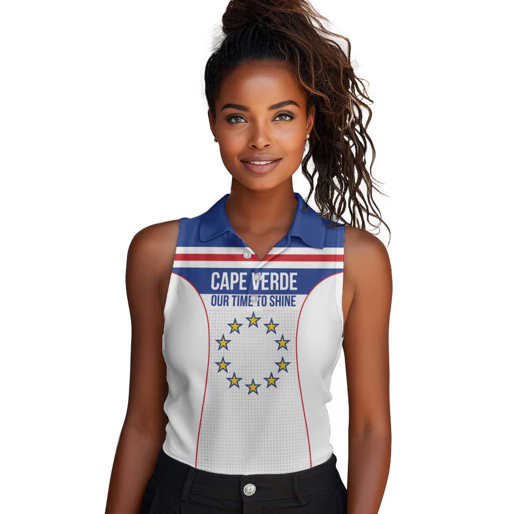 Custom Cape Verde Pride Women Sleeveless Polo Shirt Blue Sharks Rising - African Pride