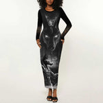 Mythical Anubis Long Sleeve Bodycon Dress The Egyptian God of Death LT9