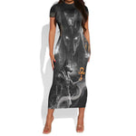 Mythical Anubis Short Sleeve Bodycon Dress The Egyptian God of Death LT9