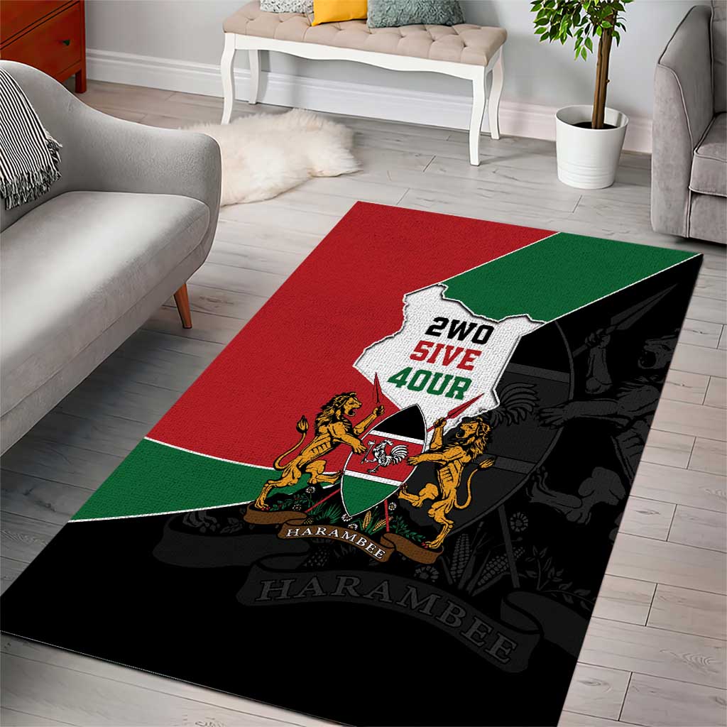 Kenya 254 Area Rug Kenyan Flag Map Double Lion Shield - African Pride