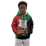 Kenya 254 Kid Hoodie Kenyan Flag Map Double Lion Shield - African Pride
