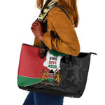 Kenya 254 Leather Tote Bag Kenyan Flag Map Double Lion Shield - African Pride