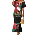 Kenya 254 Mermaid Dress Kenyan Flag Map Double Lion Shield - African Pride