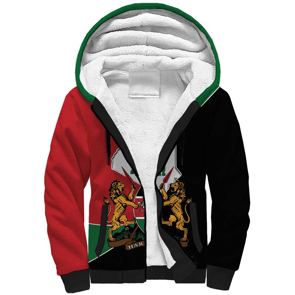 Personalized Jamhuri Day Sherpa Hoodie Kenya Map With African Shield LT18 main image 0