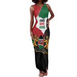Kenya 254 Tank Maxi Dress Kenyan Flag Map Double Lion Shield - African Pride