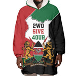 Kenya 254 Wearable Blanket Hoodie Kenyan Flag Map Double Lion Shield - African Pride