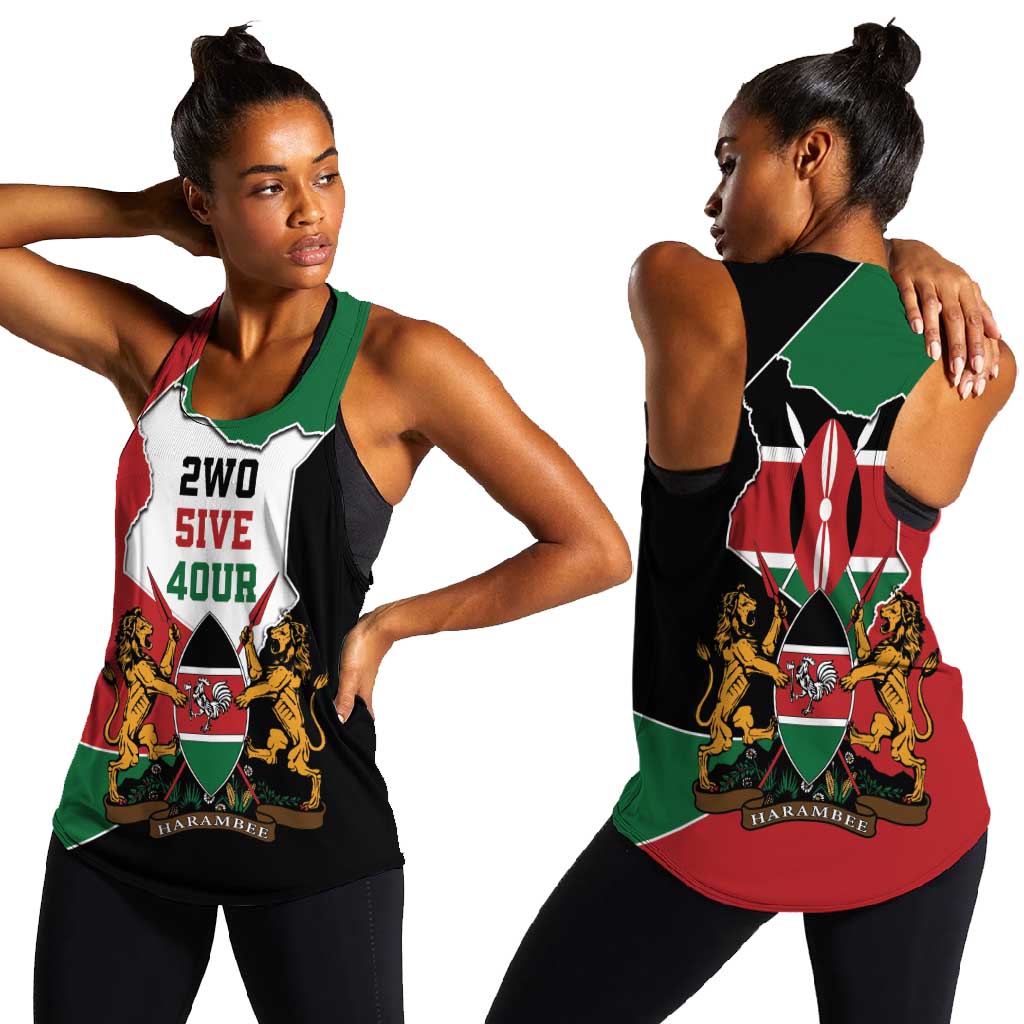 Kenya 254 Women Racerback Tank Kenyan Flag Map Double Lion Shield - African Pride