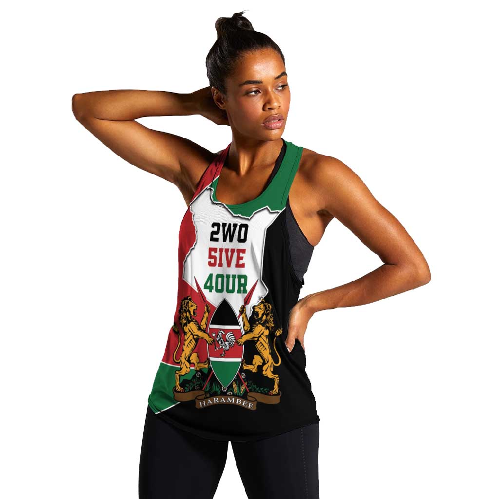 Kenya 254 Women Racerback Tank Kenyan Flag Map Double Lion Shield - African Pride