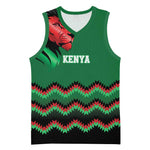 Custom Cricket Africa Kenya Basketball Jersey Green Lion Head with Kenyan Pattern - African Pride