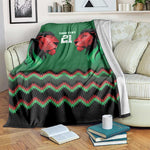 Custom Cricket Africa Kenya Blanket Green Lion Head with Kenyan Pattern - African Pride