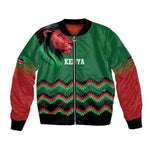Custom Cricket Africa Kenya Bomber Jacket Green Lion Head with Kenyan Pattern - African Pride